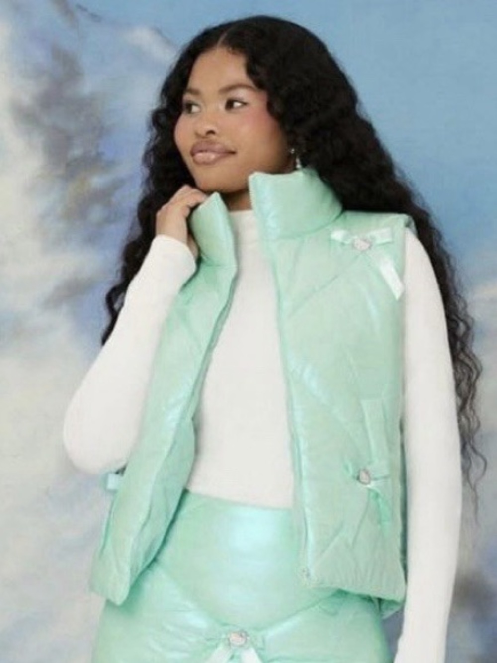 Forever 21 x Hello Kitty Mint Puffer vest Bows Charms Kawaii Sanrio Small NWT